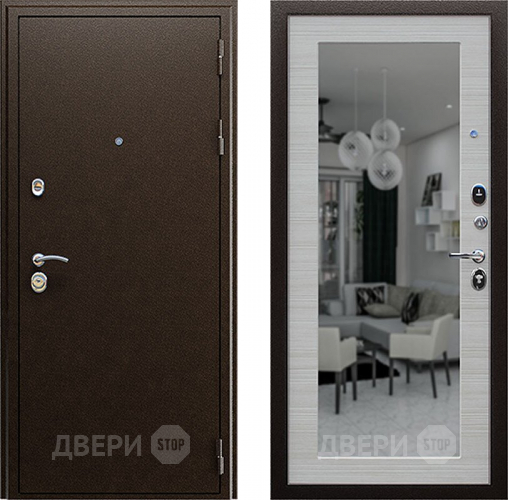 Входная металлическая Дверь АСД Спартак с зеркалом Акация светлая в Пушкино