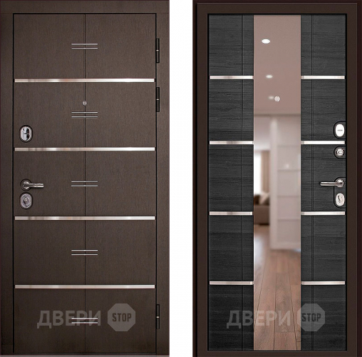 Входная металлическая Дверь (Дверной Континент) Савона с зеркалом Венге в Пушкино