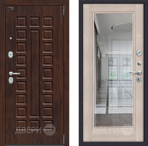 Входная металлическая Дверь Bravo Porta S-3 51/П61 с зеркалом Капучино в Пушкино