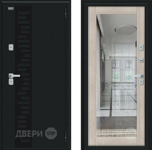 Входная металлическая Дверь Bravo Thermo Флэш Декор Букле черное/Cappuccino Veralinga в Пушкино