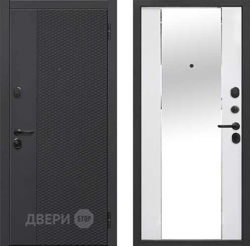 Входная металлическая Дверь Флорида Зеркало Фацет Эммалит Белый в Пушкино