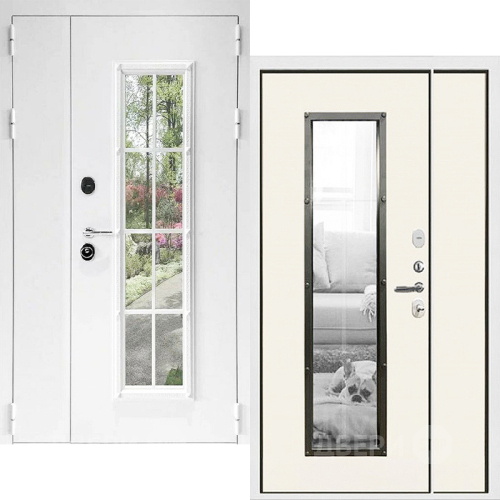 Входная металлическая Дверь Дверной Континент Тичино Двустворчатая Белая в Пушкино