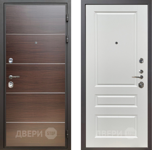 Входная металлическая Дверь Шелтер (SHELTER) Комфорт Венге структурный горизонт 1 Белый ясень в Пушкино