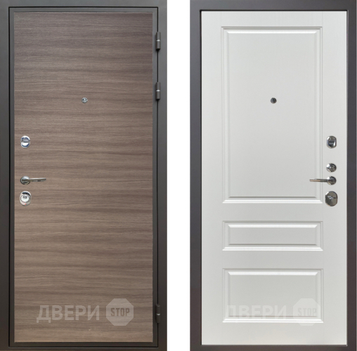 Входная металлическая Дверь Шелтер (SHELTER) Комфорт Дуб тоскано поперечный 1 Белый ясень в Пушкино