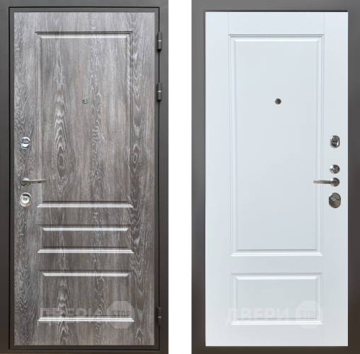 Входная металлическая Дверь Шелтер (SHELTER) Комфорт Дуб шале серебро 4 Белый матовый в Пушкино