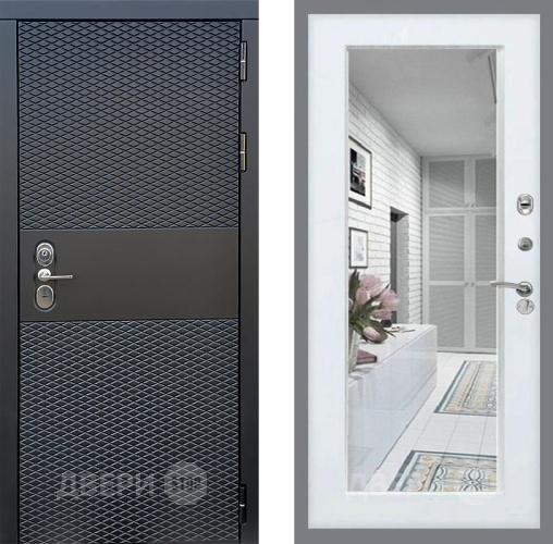 Входная металлическая Дверь Стоп БЛЭК CISA Зеркало Белый ясень в Пушкино