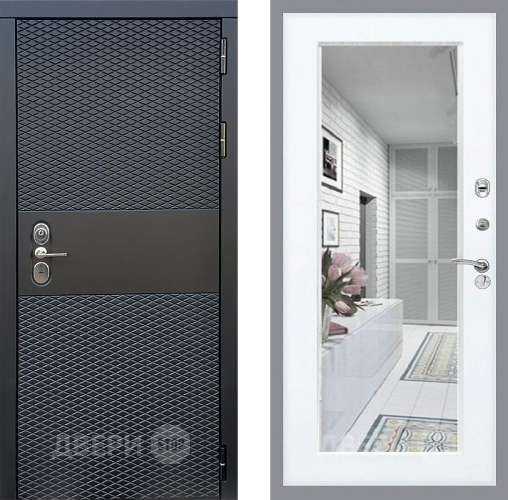 Входная металлическая Дверь Стоп БЛЭК CISA Зеркало Силк Сноу в Пушкино