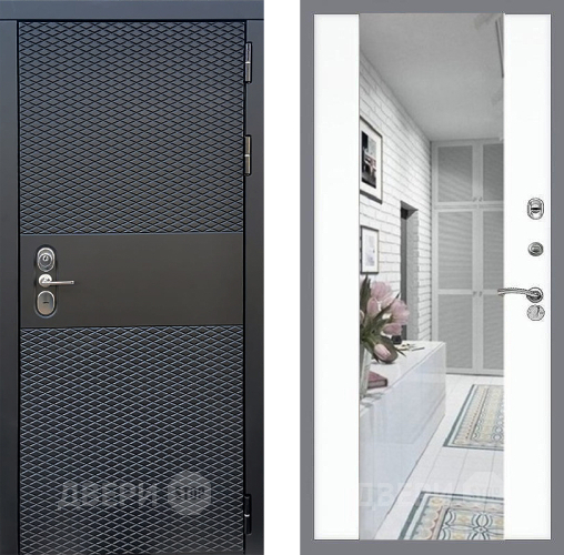 Входная металлическая Дверь Стоп БЛЭК CISA Зеркало СБ-16 Силк Сноу в Пушкино