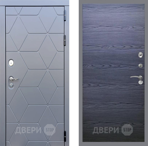 Входная металлическая Дверь Стоп КОСМО Гладкая Дуб тангенальный черный в Пушкино