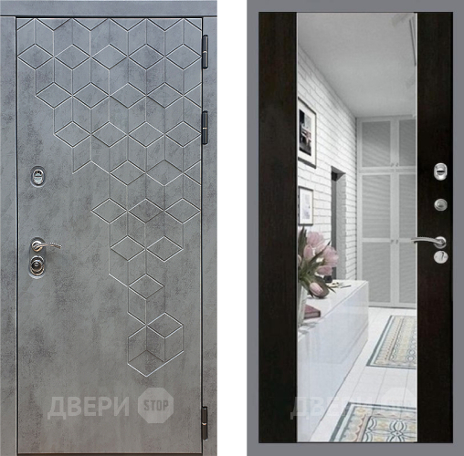 Входная металлическая Дверь Стоп БЕТОН Зеркало СБ-16 Венге в Пушкино