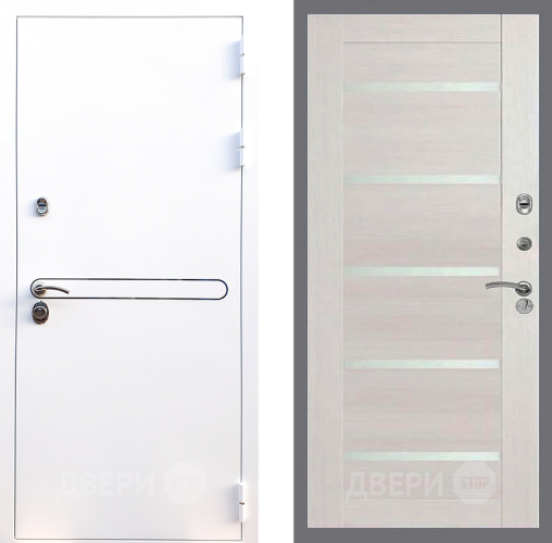 Входная металлическая Дверь Стоп Лайн Вайт СБ-14 Лиственница беж в Пушкино