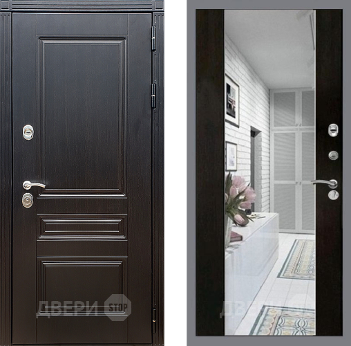 Входная металлическая Дверь Стоп МЕГАПОЛИС Зеркало СБ-16 Венге в Пушкино