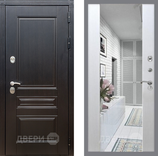 Входная металлическая Дверь Стоп МЕГАПОЛИС Зеркало СБ-16 Лиственница беж в Пушкино