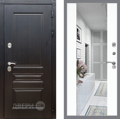 Входная металлическая Дверь Стоп МЕГАПОЛИС Зеркало СБ-16 Силк Сноу в Пушкино