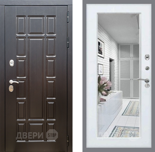 Входная металлическая Дверь Стоп НЬЮ ЙОРК Зеркало Белый ясень в Пушкино