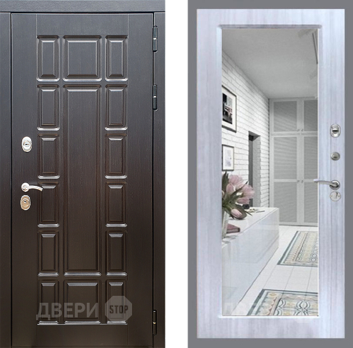 Входная металлическая Дверь Стоп НЬЮ ЙОРК Зеркало Сандал белый в Пушкино