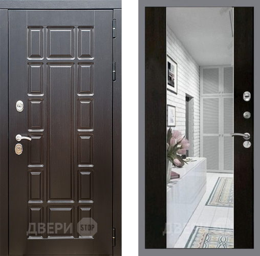 Входная металлическая Дверь Стоп НЬЮ ЙОРК Зеркало СБ-16 Венге в Пушкино