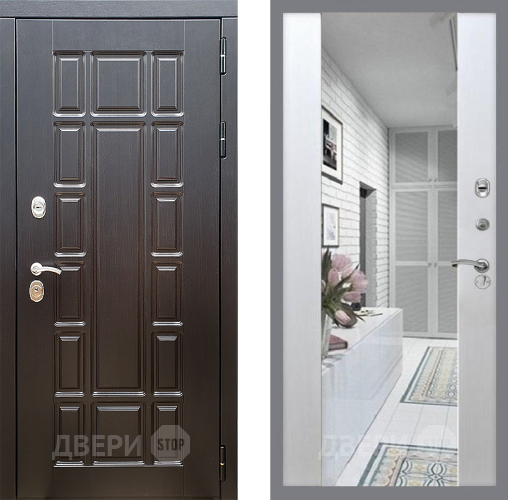 Входная металлическая Дверь Стоп НЬЮ ЙОРК Зеркало СБ-16 Лиственница беж в Пушкино