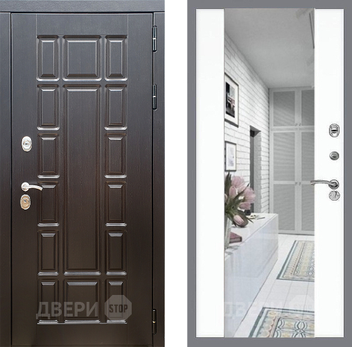 Входная металлическая Дверь Стоп НЬЮ ЙОРК Зеркало СБ-16 Силк Сноу в Пушкино