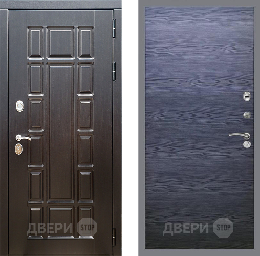 Входная металлическая Дверь Стоп НЬЮ ЙОРК Гладкая Дуб тангенальный черный в Пушкино