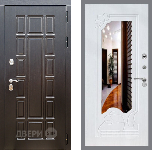 Входная металлическая Дверь Стоп НЬЮ ЙОРК ЗкркалоФЛ-147 Ясень белый в Пушкино