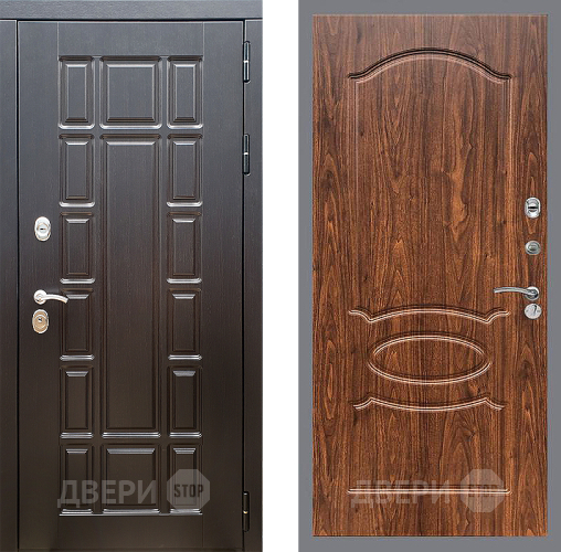 Входная металлическая Дверь Стоп НЬЮ ЙОРК ФЛ-128 орех тисненый в Пушкино