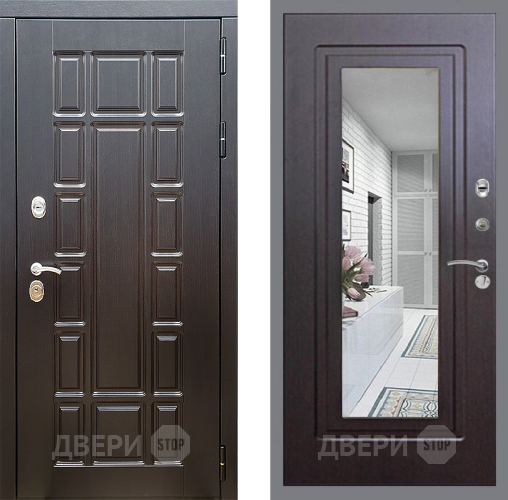 Входная металлическая Дверь Стоп НЬЮ ЙОРК Зеркало ФЛ-120 Венге в Пушкино