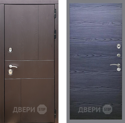 Входная металлическая Дверь Стоп УРБАН Гладкая Дуб тангенальный черный в Пушкино