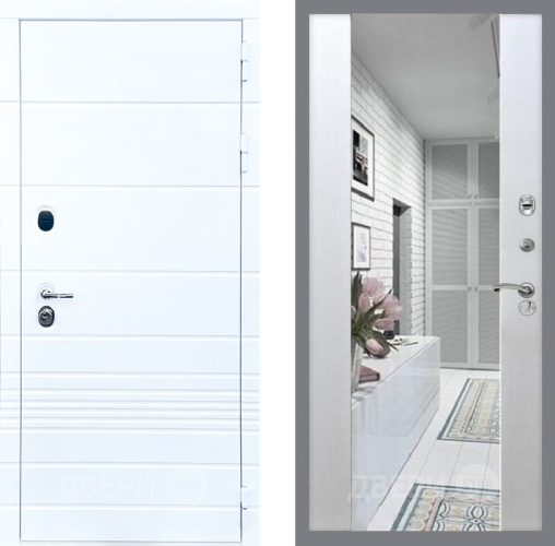 Входная металлическая Дверь Стоп ТРЕНДО Зеркало СБ-16 Лиственница беж в Пушкино