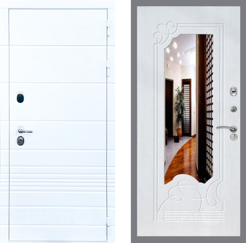 Входная металлическая Дверь Стоп ТРЕНДО ЗкркалоФЛ-147 Ясень белый в Пушкино