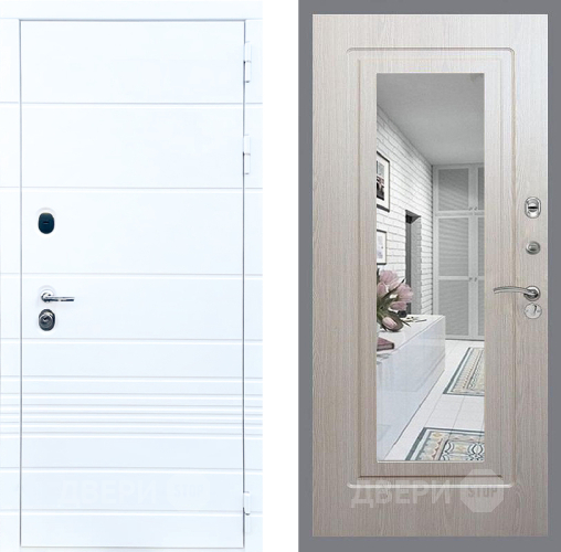 Дверь Стоп ТРЕНДО Зеркало ФЛ-120 Беленый дуб в Пушкино