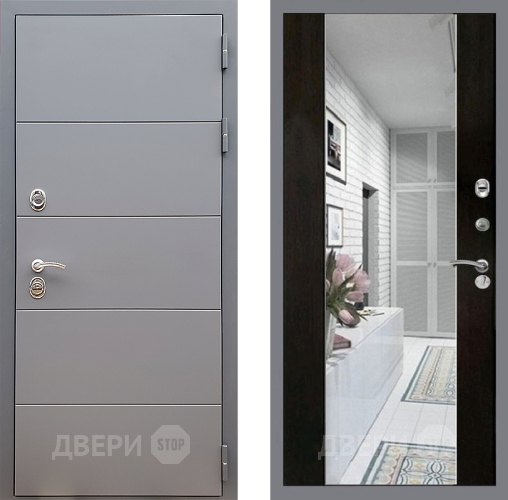 Входная металлическая Дверь Стоп АРТ ГРАФИТ Зеркало СБ-16 Венге в Пушкино