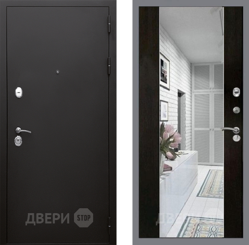 Входная металлическая Дверь Стоп КЛАССИК Шагрень Зеркало СБ-16 Венге в Пушкино