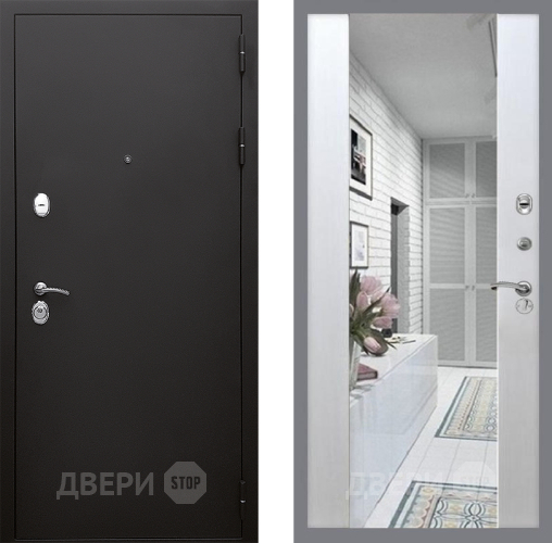 Входная металлическая Дверь Стоп КЛАССИК Шагрень Зеркало СБ-16 Лиственница беж в Пушкино