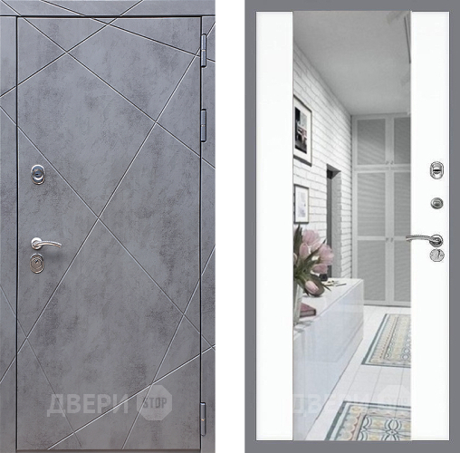 Входная металлическая Дверь Стоп Лучи Зеркало СБ-16 Силк Сноу в Пушкино