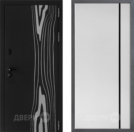 Входная металлическая Дверь Дверной континент ДК-12 ФЛ-757 Черное Стекло Софт милк в Пушкино