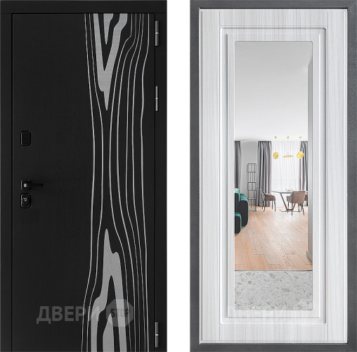 Входная металлическая Дверь Дверной континент ДК-12 ФЛЗ Зеркало Сандал белый в Пушкино