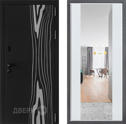 Входная металлическая Дверь Дверной континент ДК-12 ФЛЗ-1 Зеркало Белое дерево в Пушкино