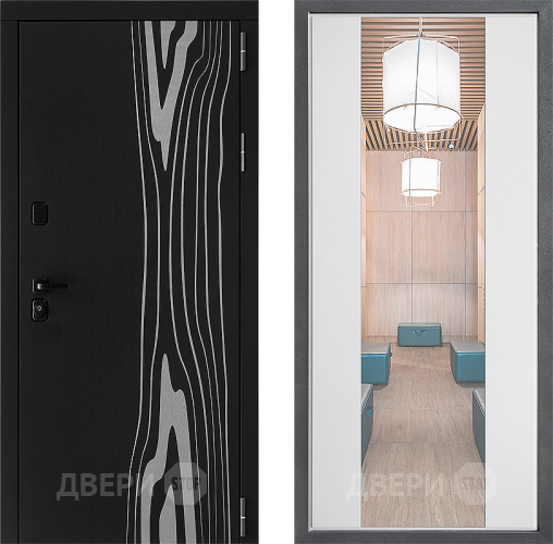 Входная металлическая Дверь Дверной континент ДК-12 ФЛЗ-1 Зеркало Белый софт в Пушкино