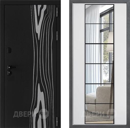 Входная металлическая Дверь Дверной континент ДК-12 ФЛЗ-2 Зеркало Белый софт в Пушкино