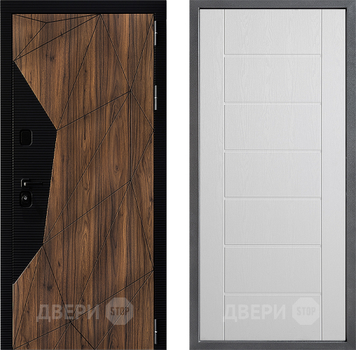 Входная металлическая Дверь Дверной континент ДК-11 ФЛ-Лайн Белое дерево в Пушкино