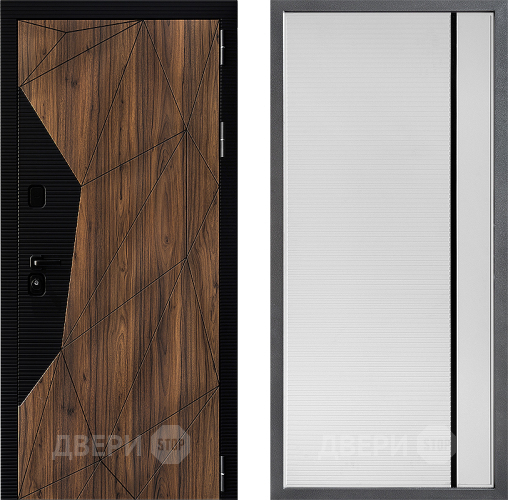 Входная металлическая Дверь Дверной континент ДК-11 ФЛ-757 Черное Стекло Софт милк в Пушкино