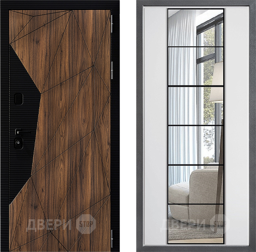 Входная металлическая Дверь Дверной континент ДК-11 ФЛЗ-2 Зеркало Белый софт в Пушкино