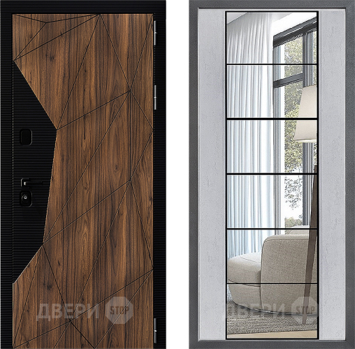 Дверь Дверной континент ДК-11 ФЛЗ-2 Зеркало Бетон светлый в Пушкино