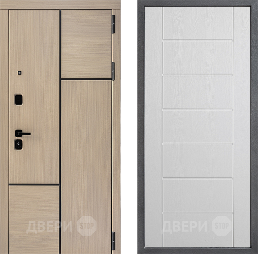 Входная металлическая Дверь Дверной континент ДК-14 ФЛ-Лайн Белое дерево в Пушкино