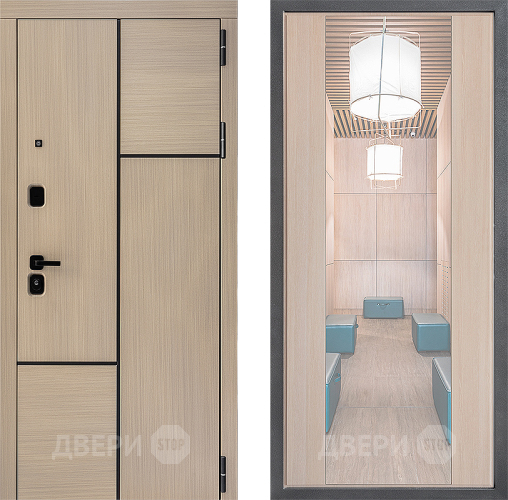 Входная металлическая Дверь Дверной континент ДК-14 ФЛЗ-1 Зеркало Капучино в Пушкино