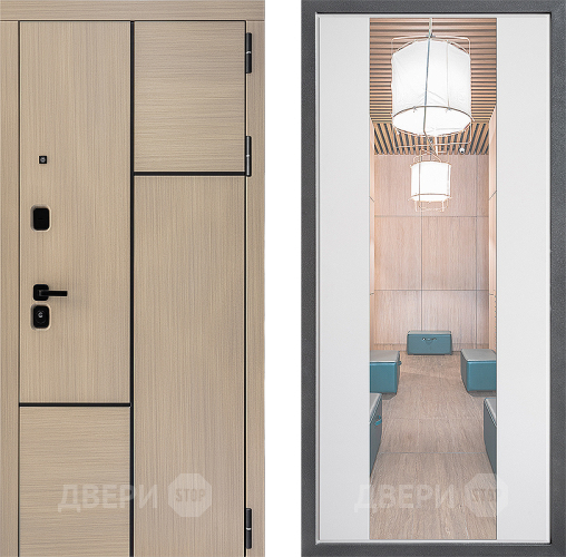 Входная металлическая Дверь Дверной континент ДК-14 ФЛЗ-1 Зеркало Белый софт в Пушкино