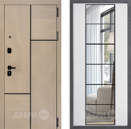 Входная металлическая Дверь Дверной континент ДК-14 ФЛЗ-2 Зеркало Белый софт в Пушкино