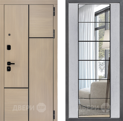 Дверь Дверной континент ДК-14 ФЛЗ-2 Зеркало Бетон светлый в Пушкино