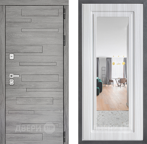 Входная металлическая Дверь Дверной континент ДК-10 ФЛЗ Зеркало Сандал белый в Пушкино